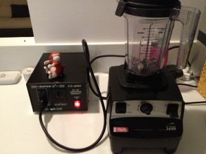 The Vitamix next to the power converter the size of a small toaster! 